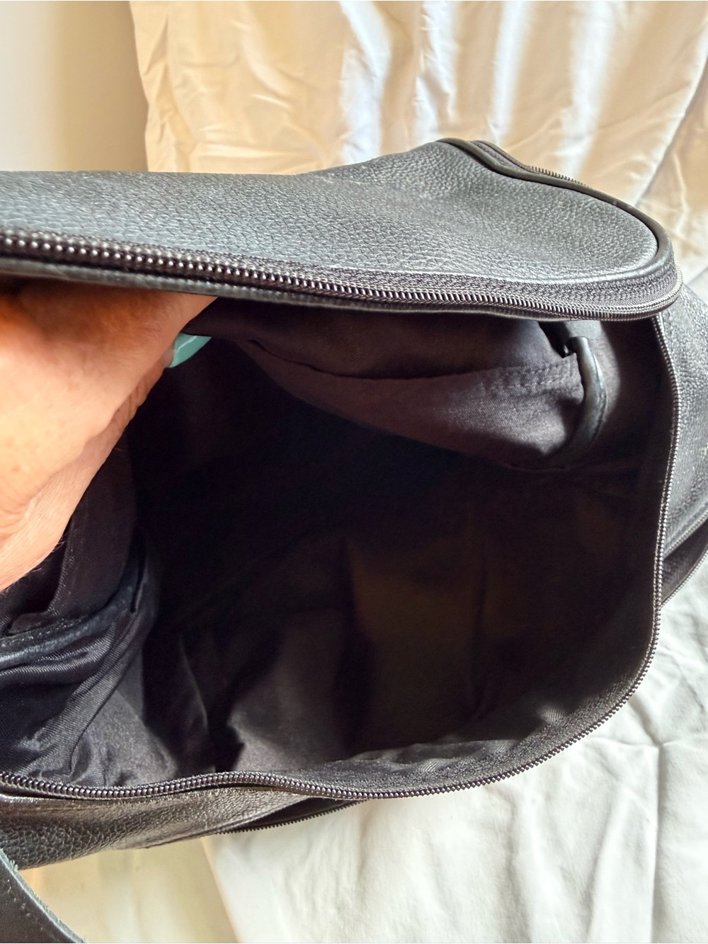 Longchamp Black Leather Backpack with Front Zip Pocket - Picture 6 of 10